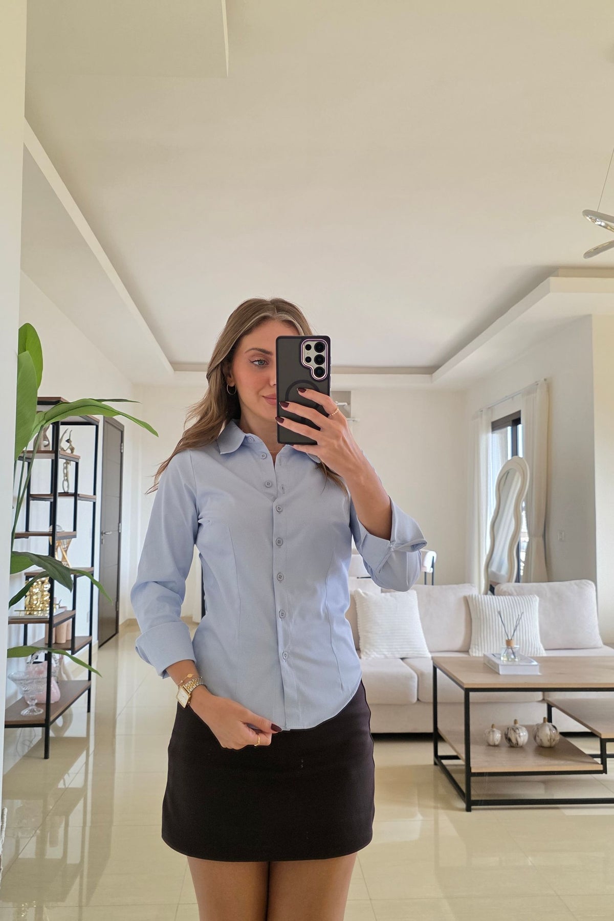 Petra Fitted Shirt – Light Blue