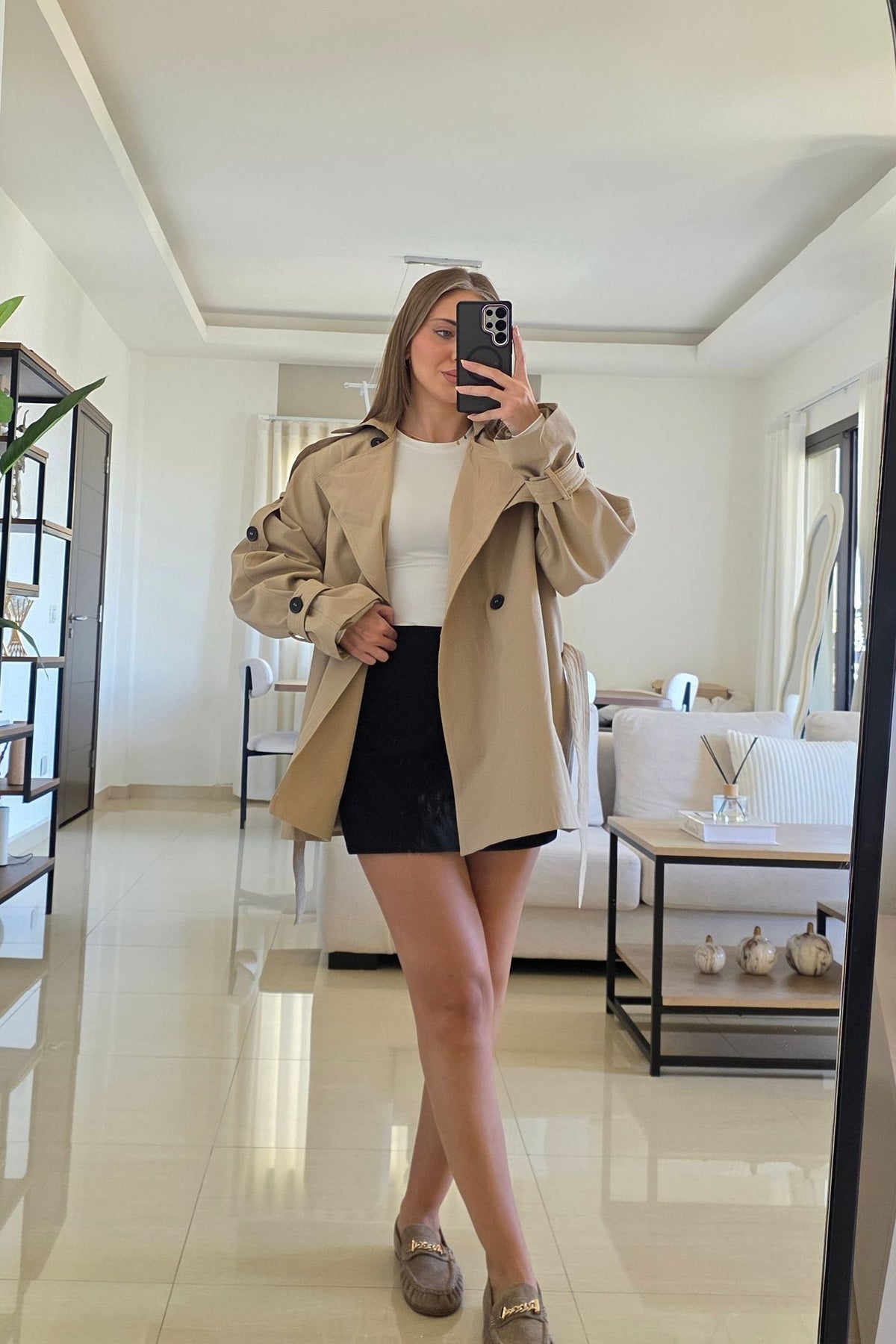 Lauren Belted Trench Jacket - Beige