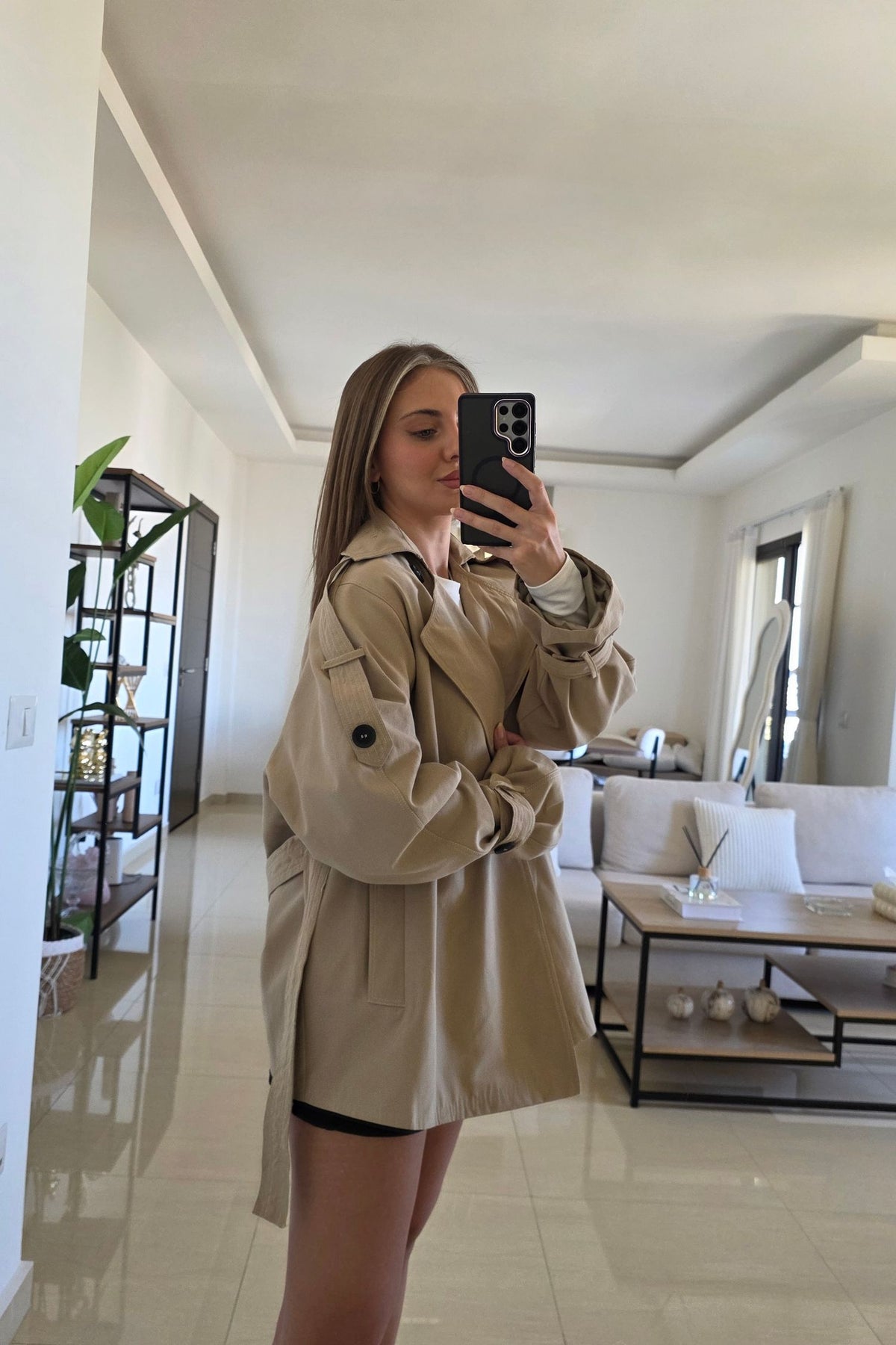Lauren Belted Trench Jacket - Beige