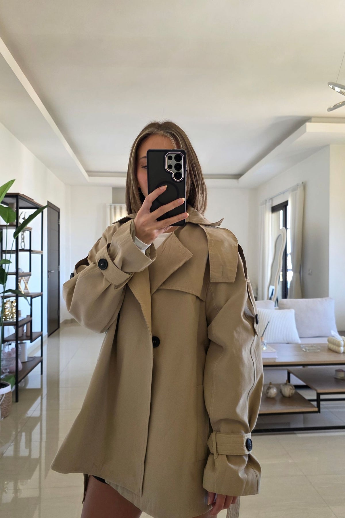 Lauren Belted Trench Jacket - Beige