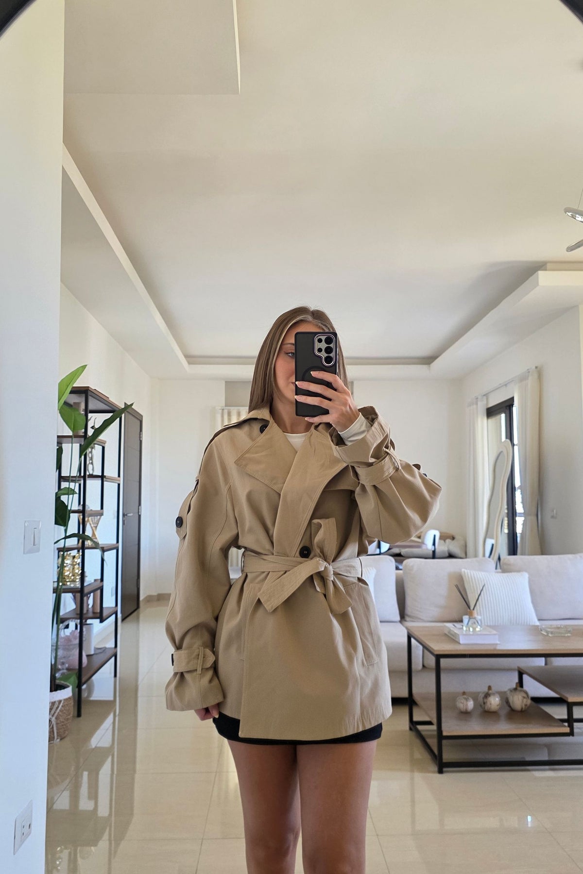 Lauren Belted Trench Jacket - Beige