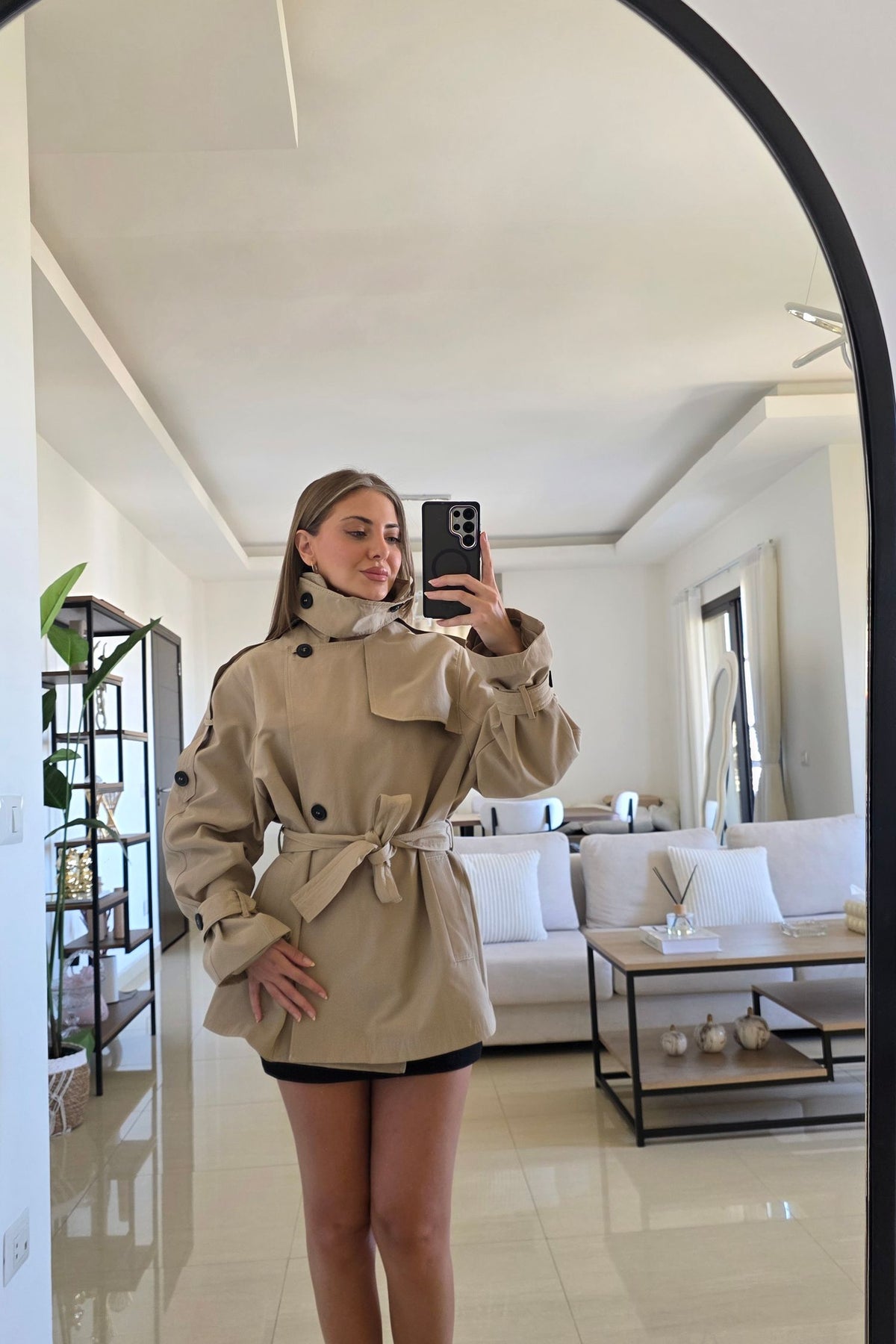 Lauren Belted Trench Jacket - Beige