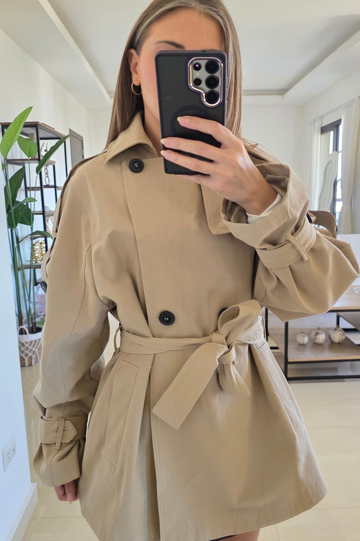Lauren Belted Trench Jacket - Beige