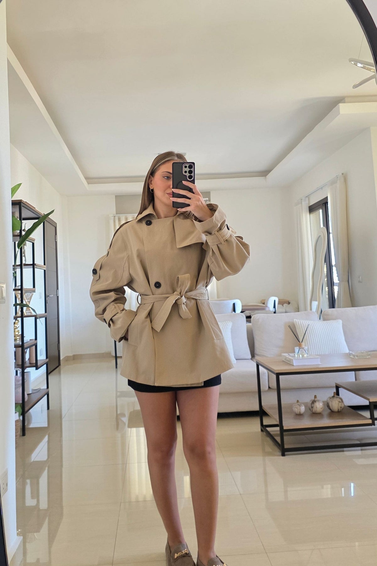 Lauren Belted Trench Jacket - Beige