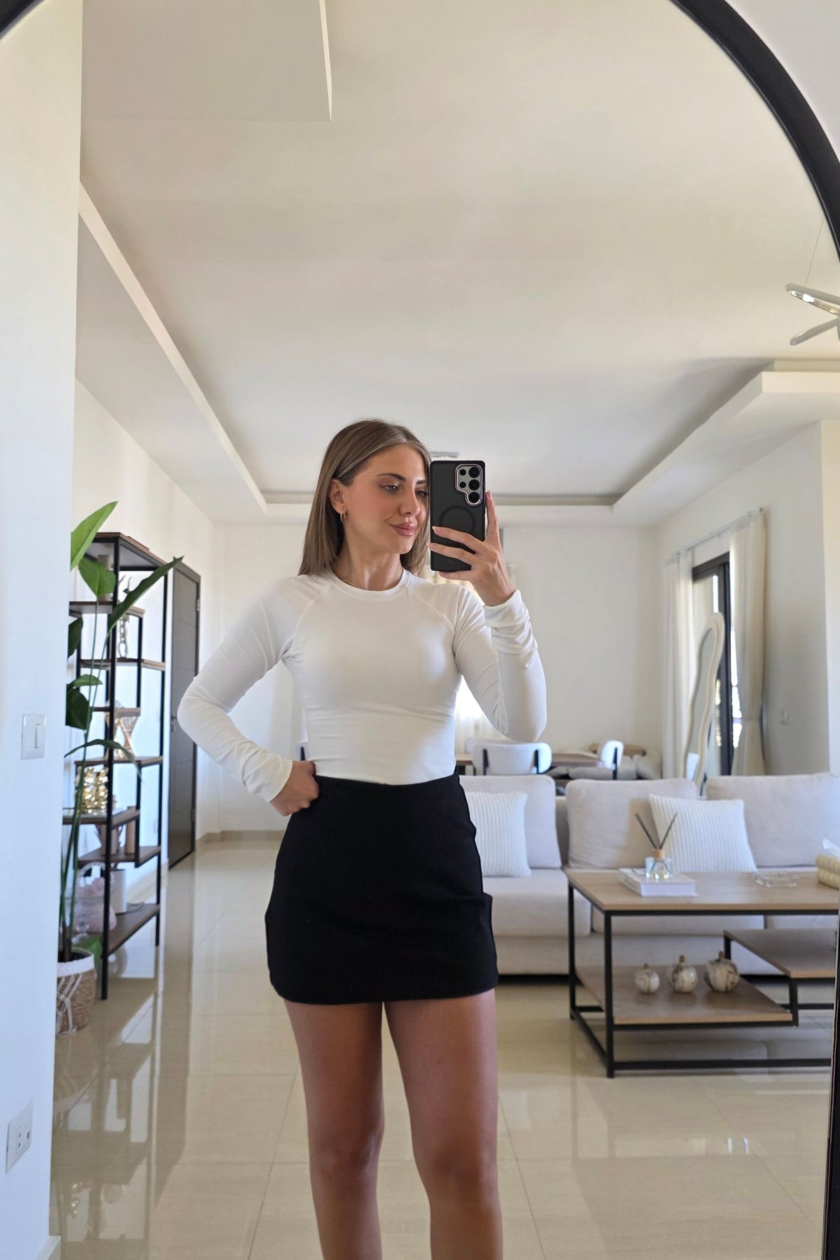Maive Faux Suede Skort – Black