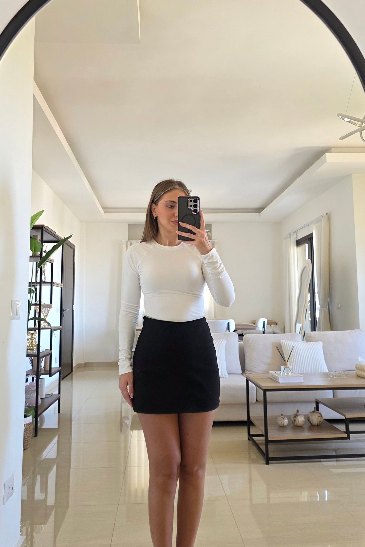 Maive Faux Suede Skort – Black
