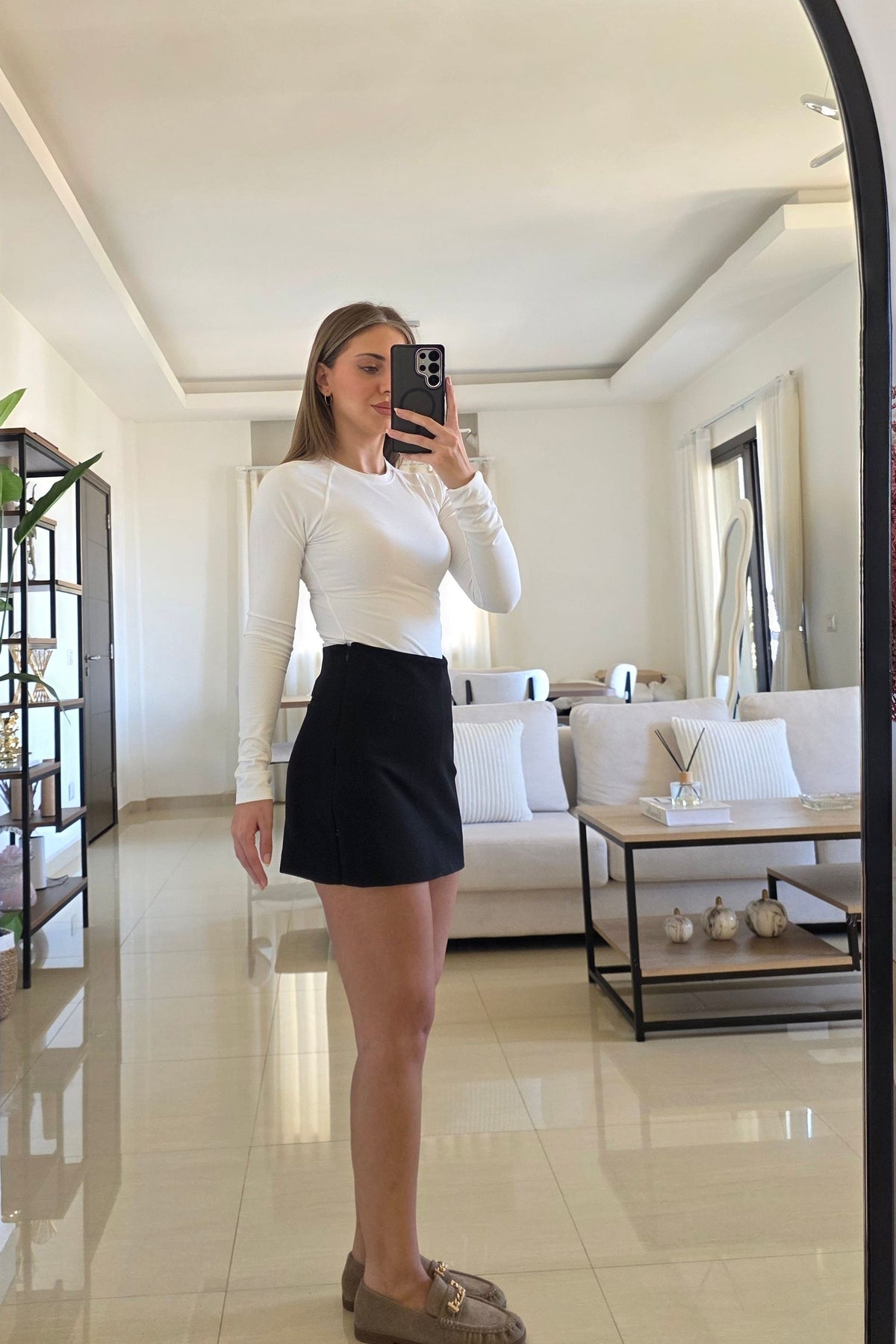 Maive Faux Suede Skort – Black