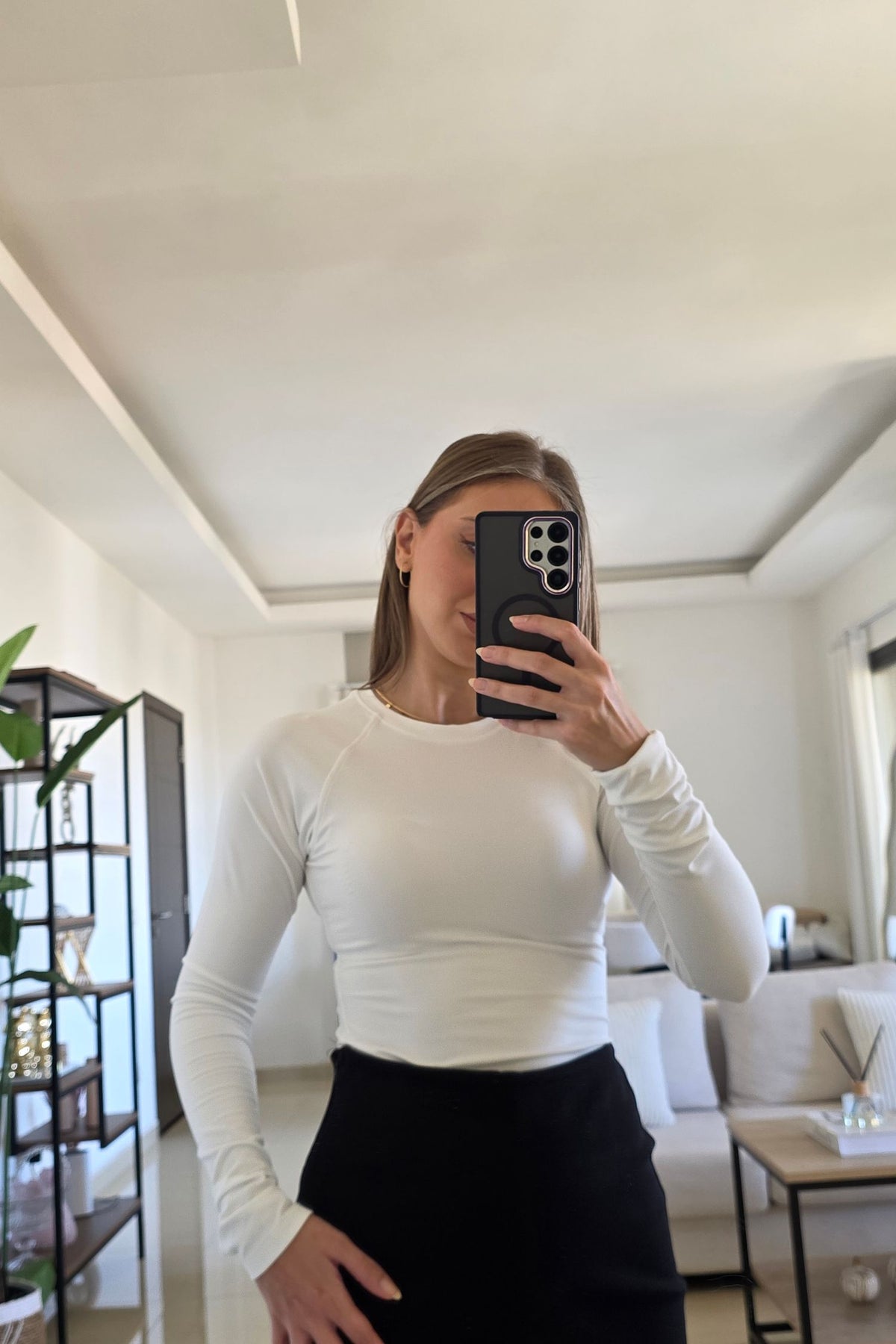 Tessa Basic Long Sleeve Top - White