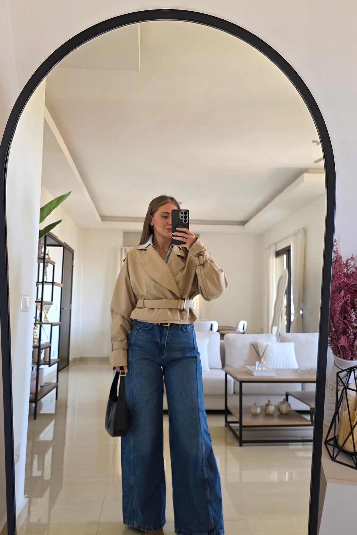 Amelia Cropped Trench Coat - Beige