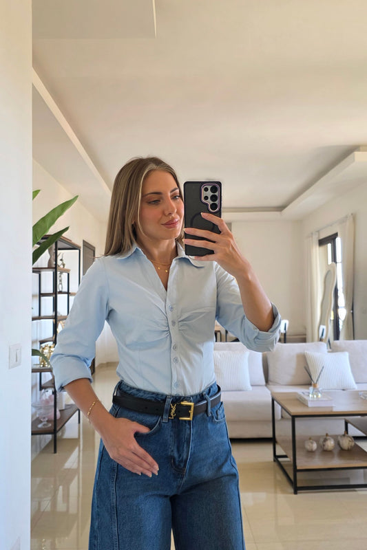 Layla Fitted Shirt - Light Blue