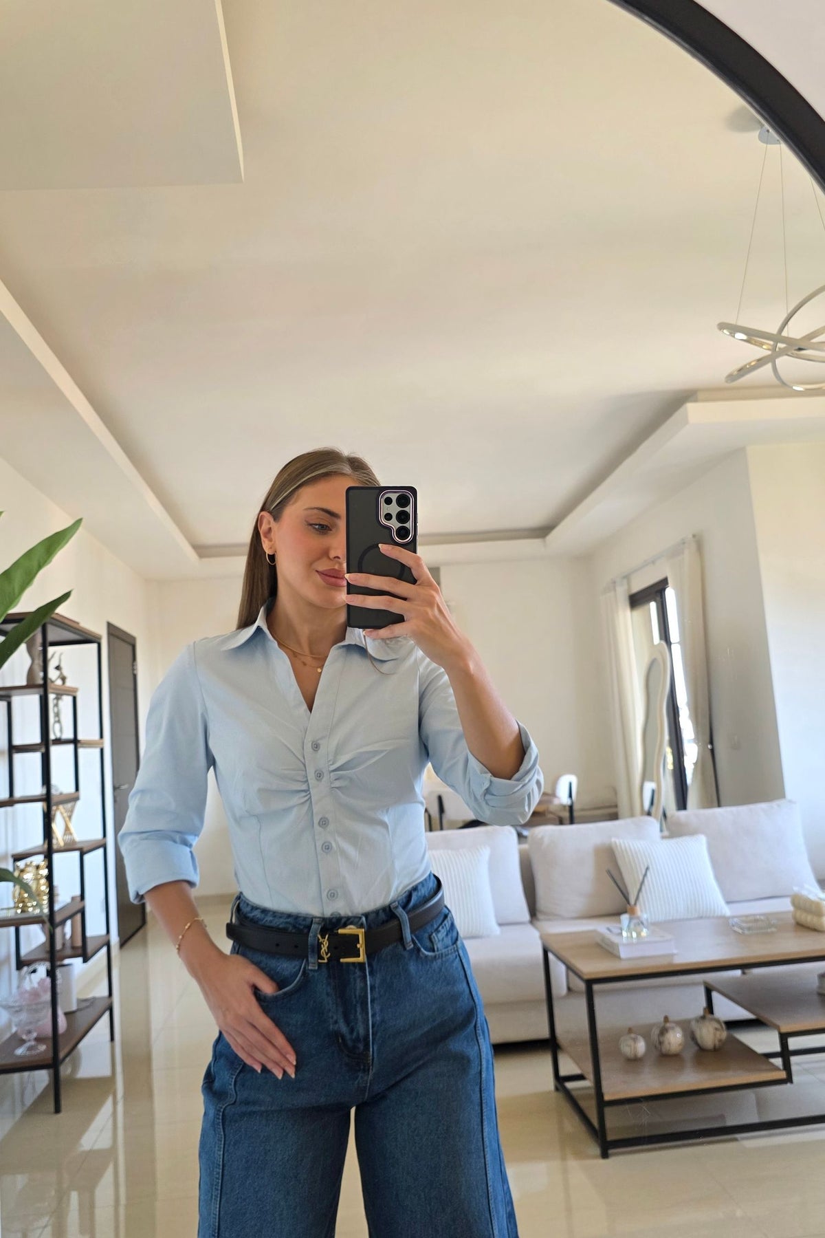 Layla Fitted Shirt - Light Blue