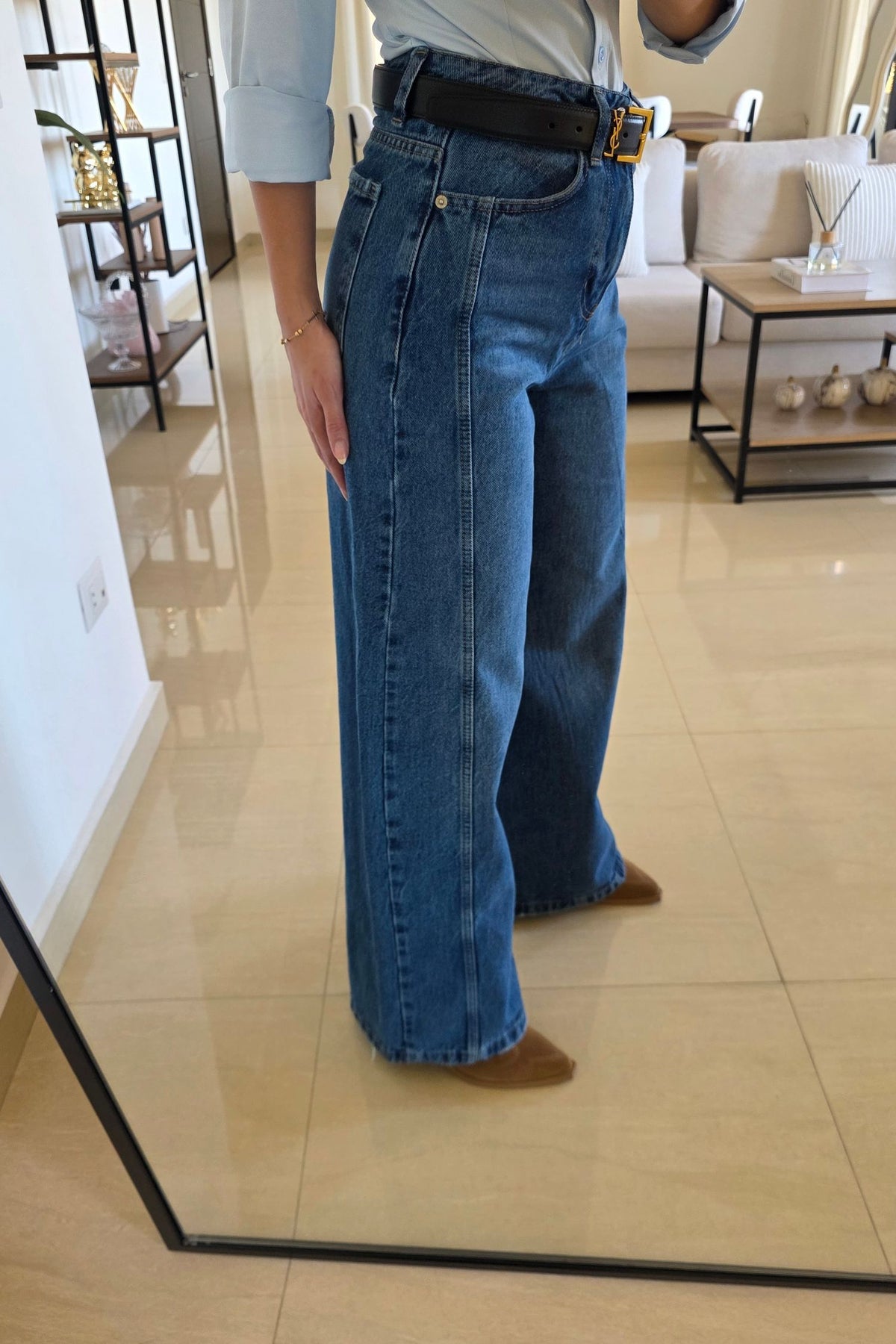 Isabella Baggy Wide-Leg Jeans - Blue