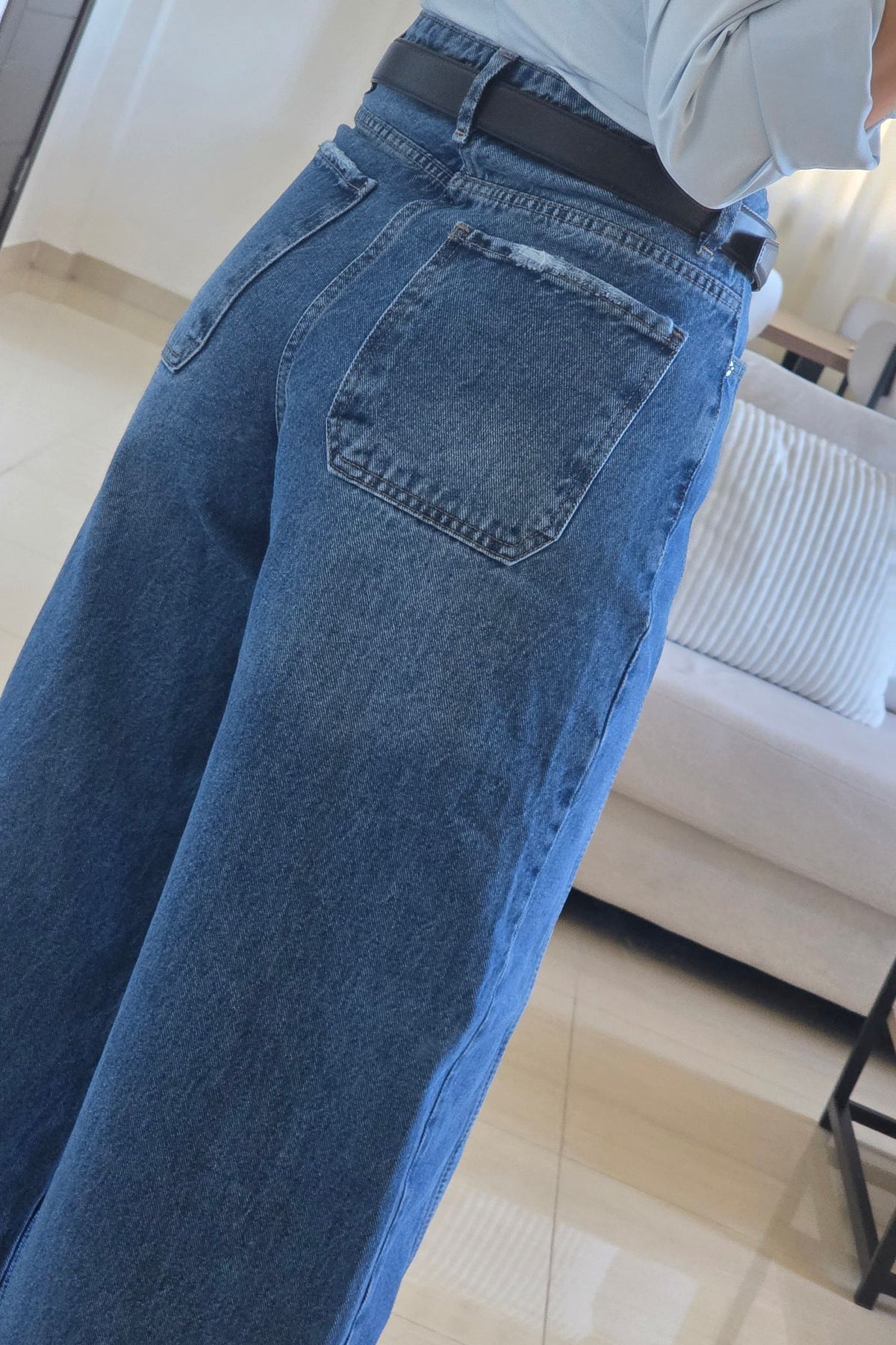 Isabella Baggy Wide-Leg Jeans - Blue