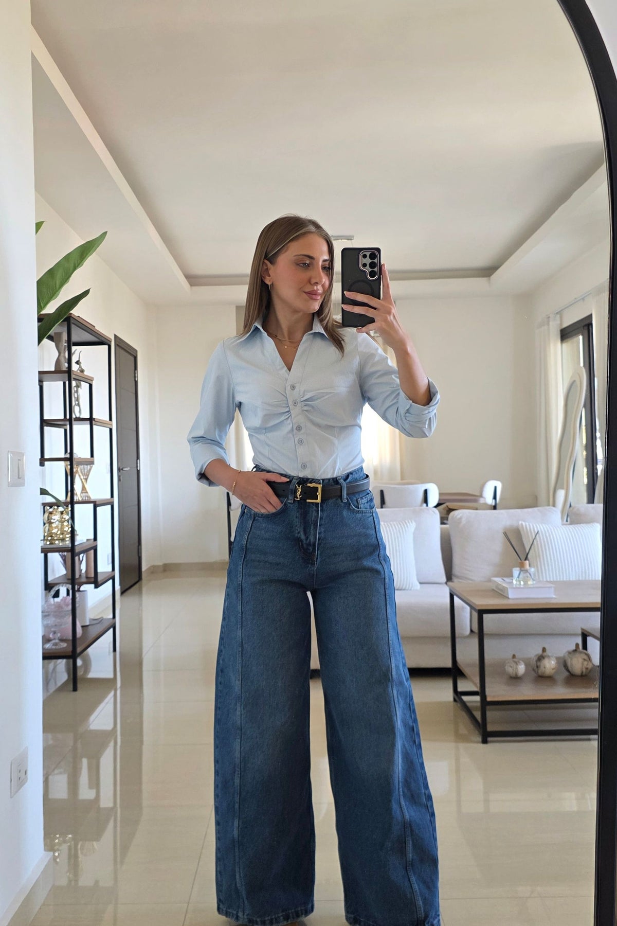 Isabella Baggy Wide-Leg Jeans - Blue