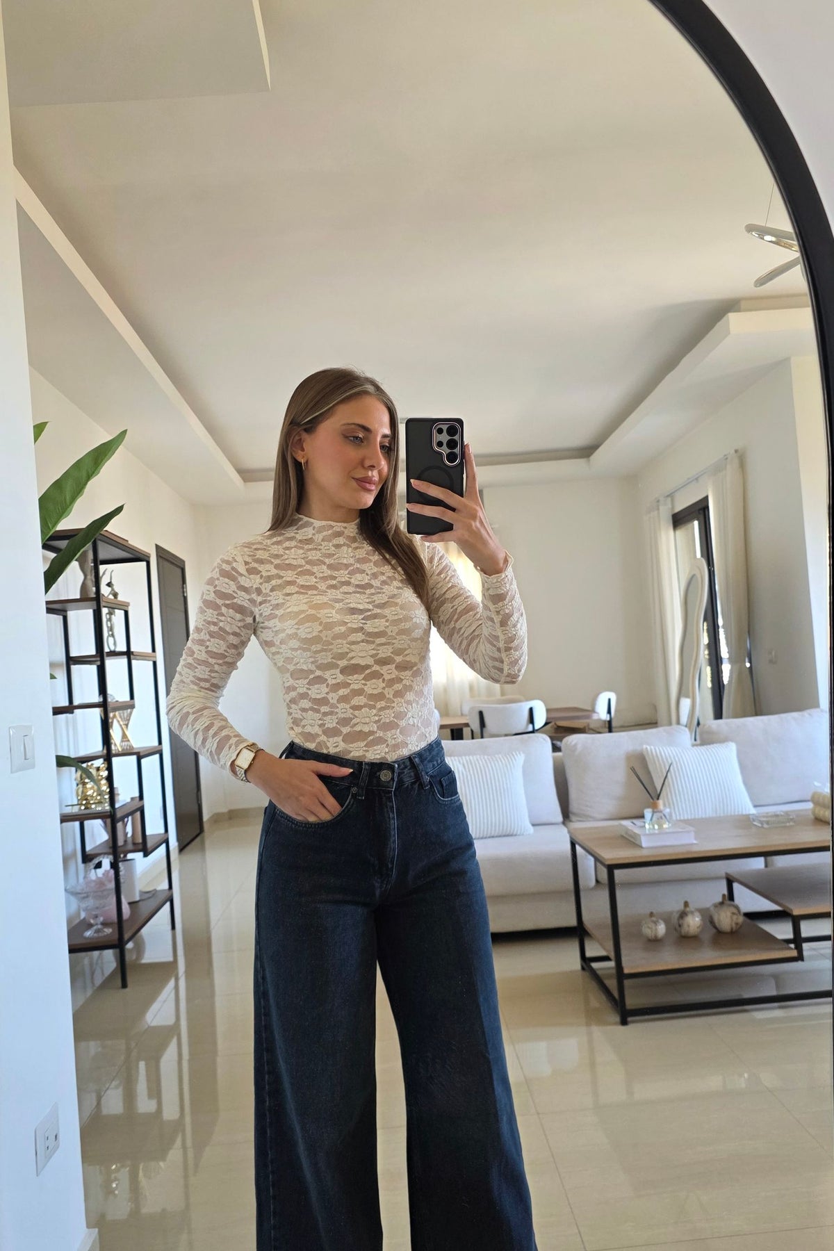 Jenna Wide-Leg Jeans - Washed Black