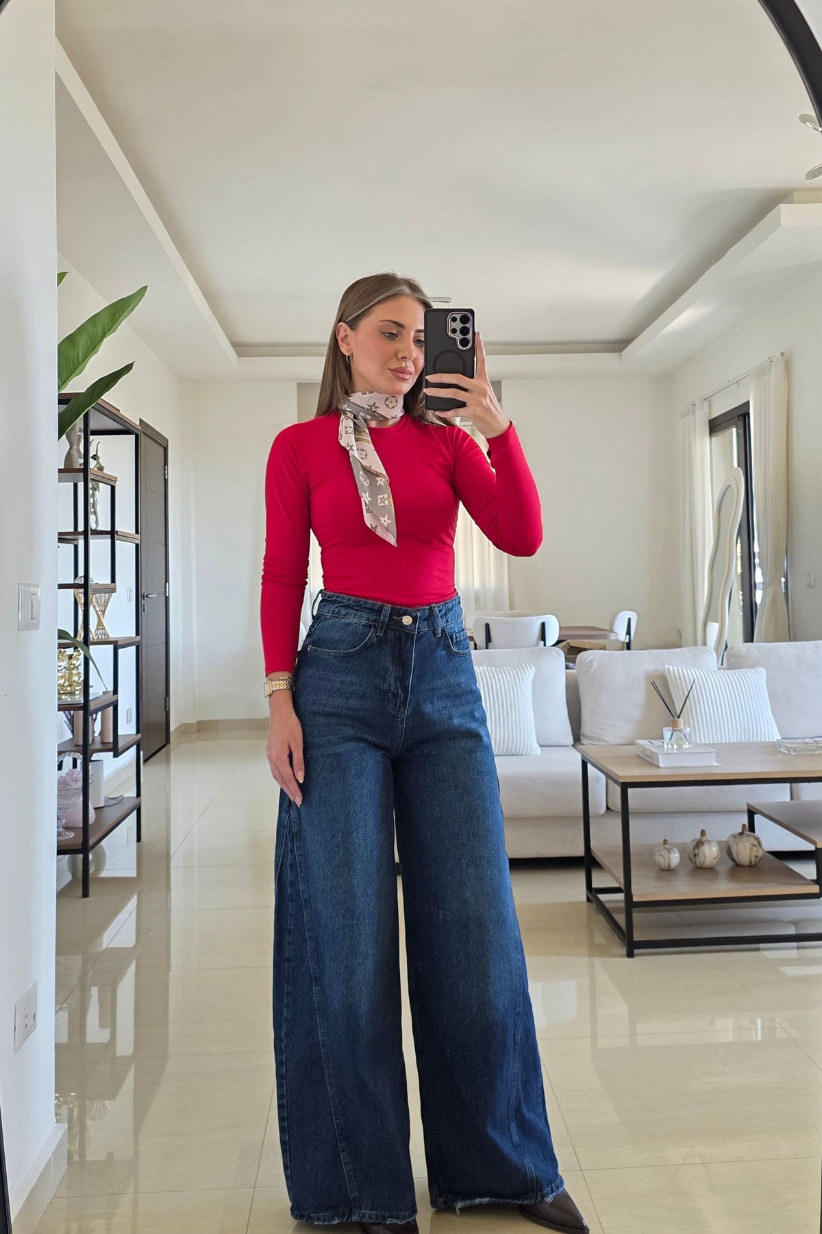 Hazel Baggy Wide-Leg Jeans - Dark Blue