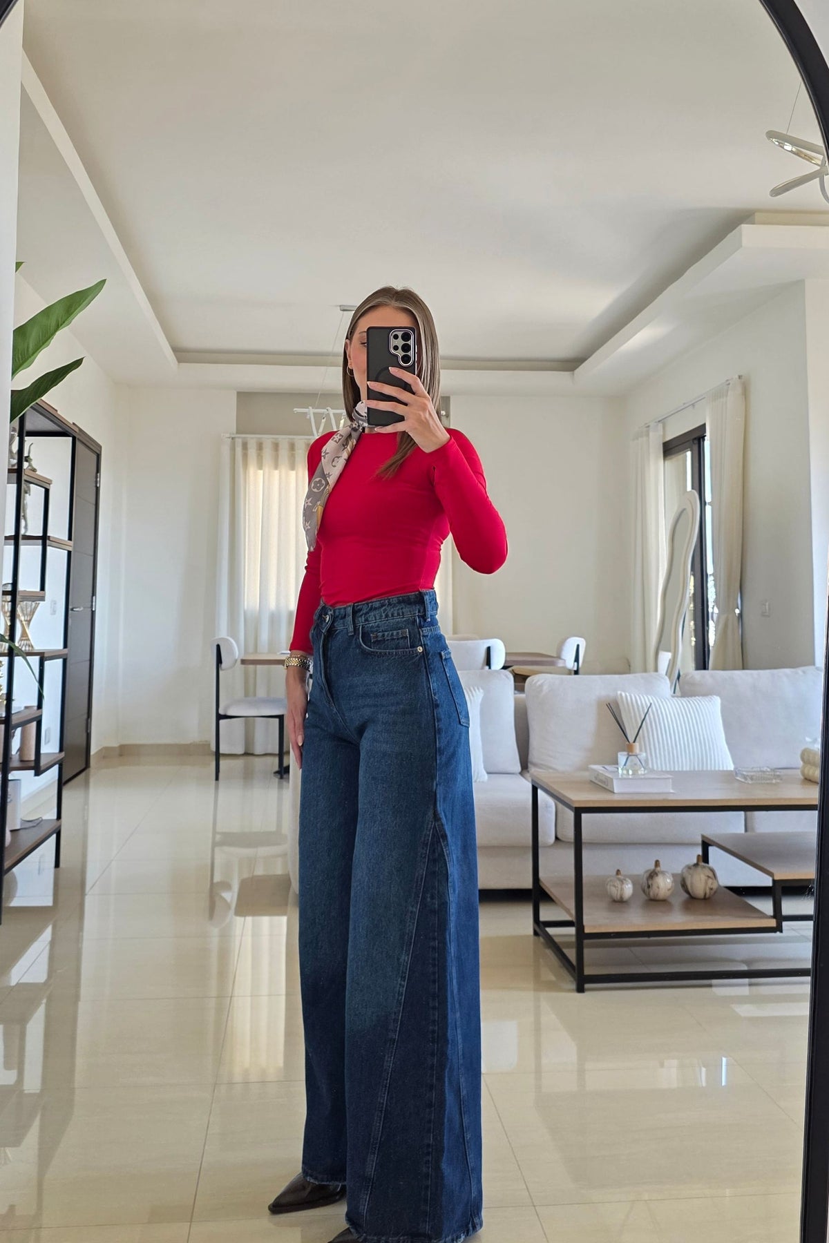 Hazel Baggy Wide-Leg Jeans - Dark Blue
