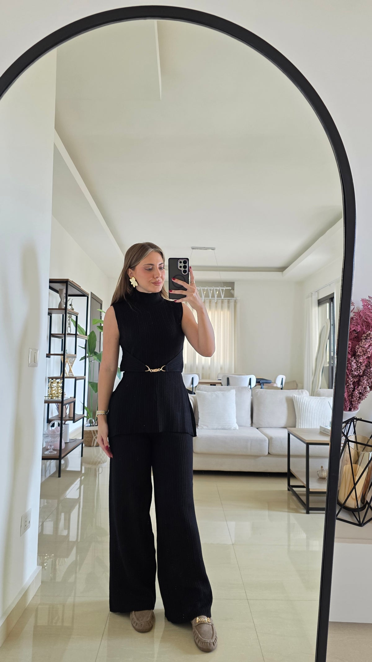 Jade Ribbed Two-Piece Set - Black