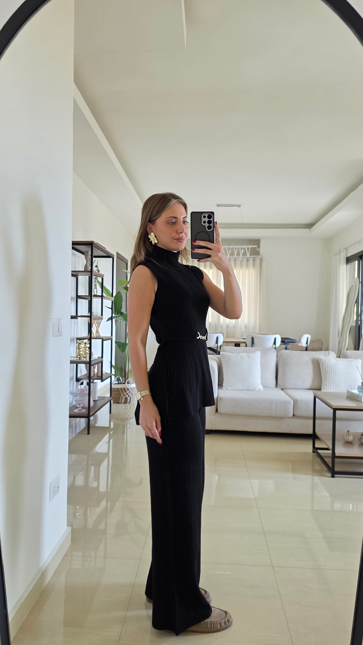 Jade Ribbed Two-Piece Set - Black