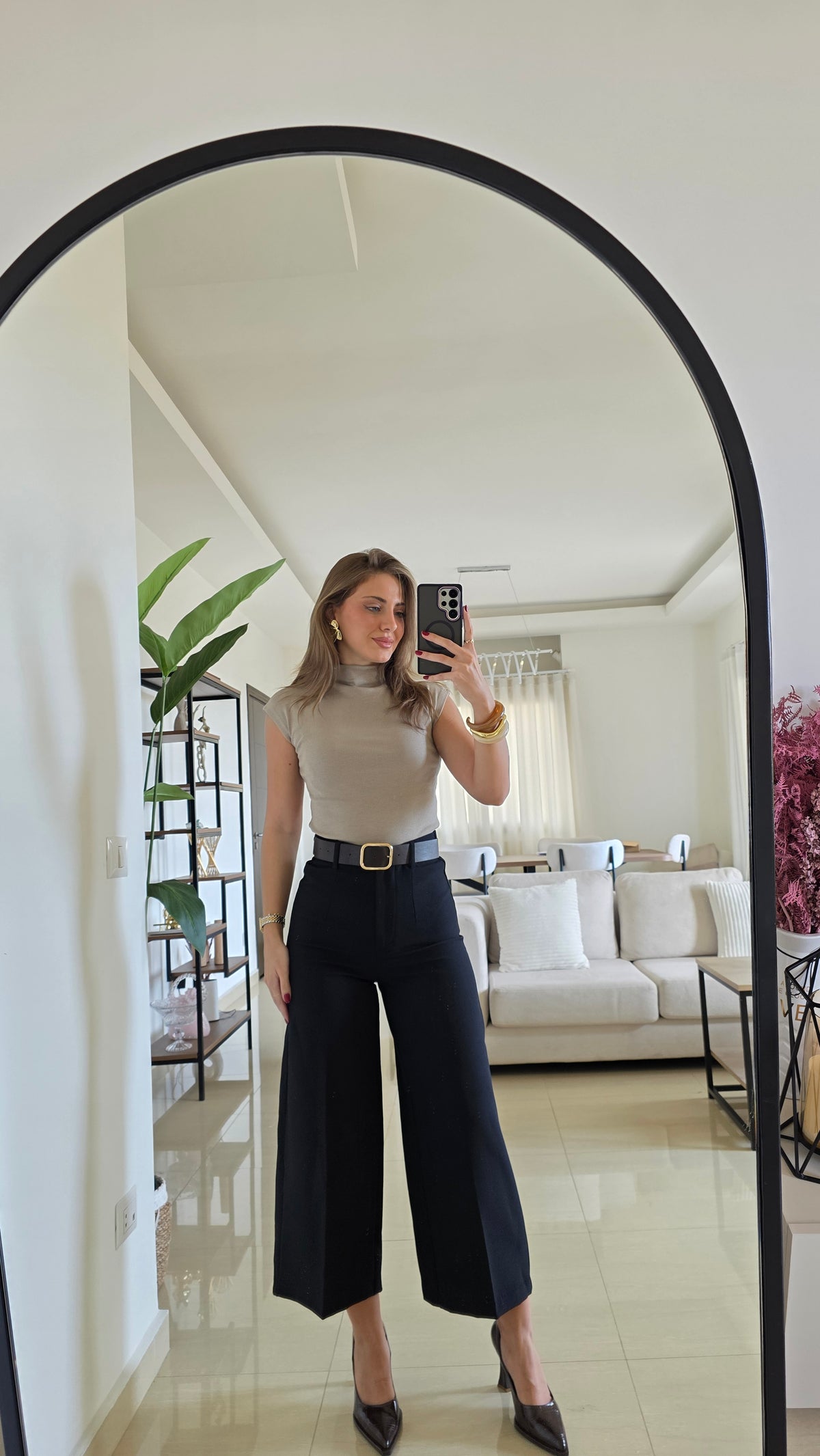 Mariam Cropped Wide-Leg Pants - Black