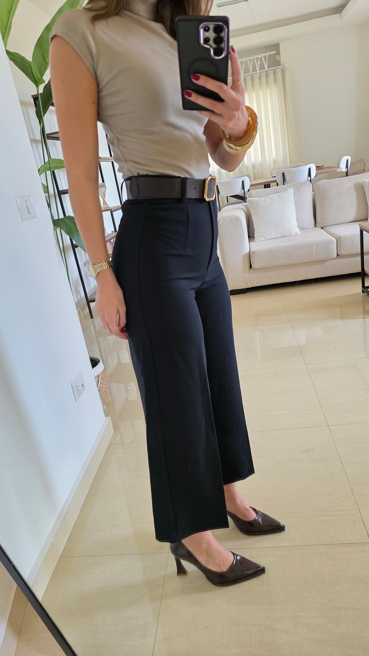 Mariam Cropped Wide-Leg Pants - Black