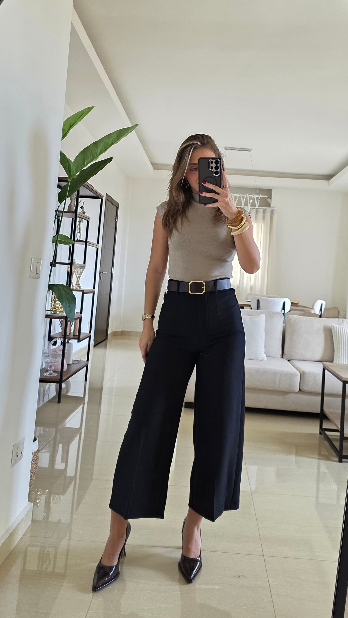 Mariam Cropped Wide-Leg Pants - Black