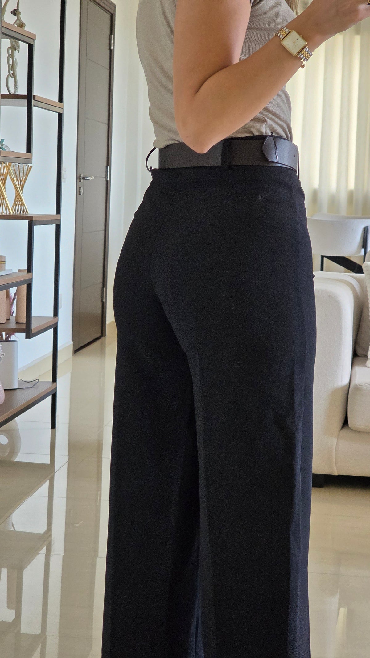 Mariam Cropped Wide-Leg Pants - Black