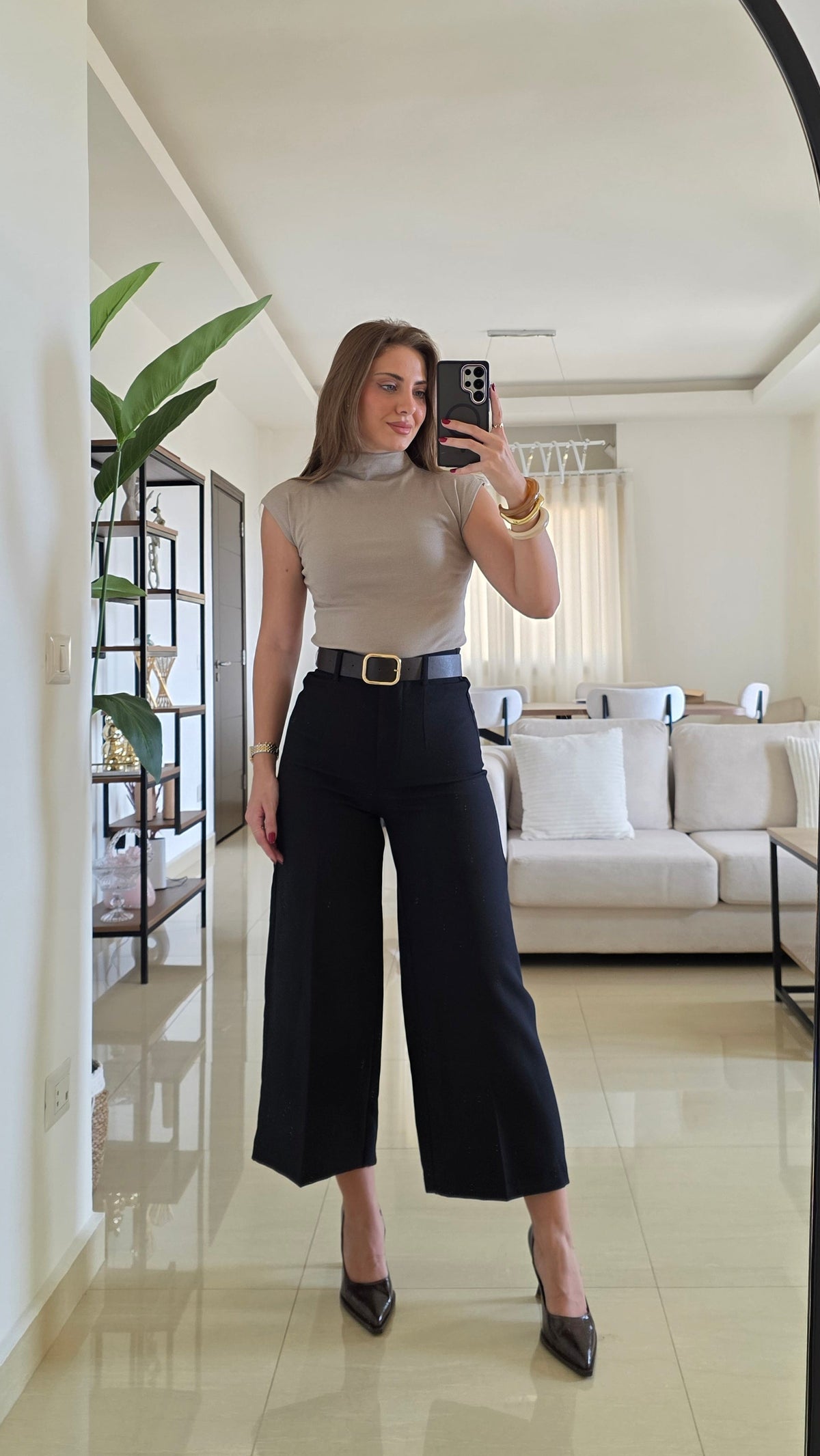 Mariam Cropped Wide-Leg Pants - Black