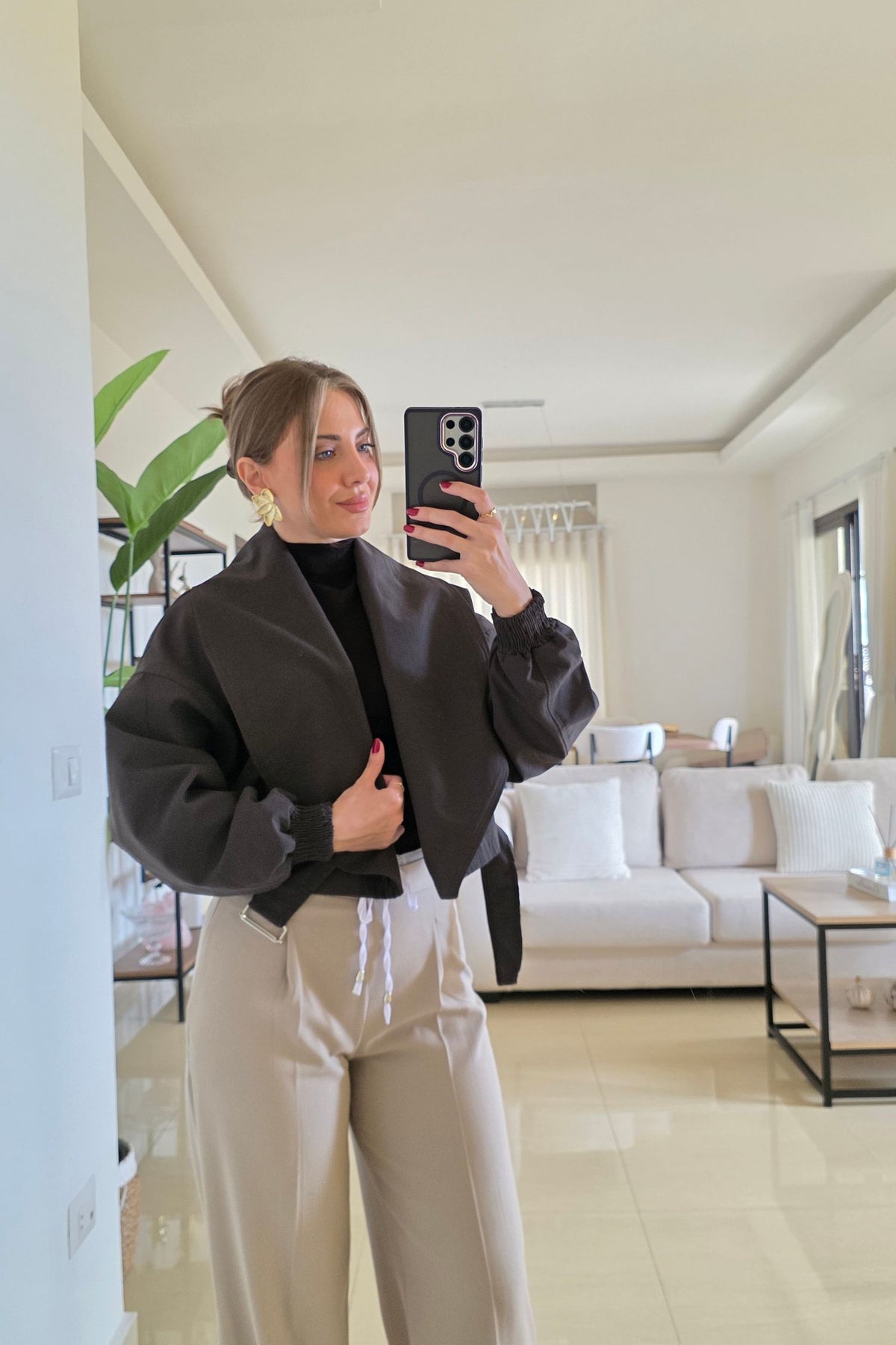 Simone Cropped Wrap Jacket - Dark Brown