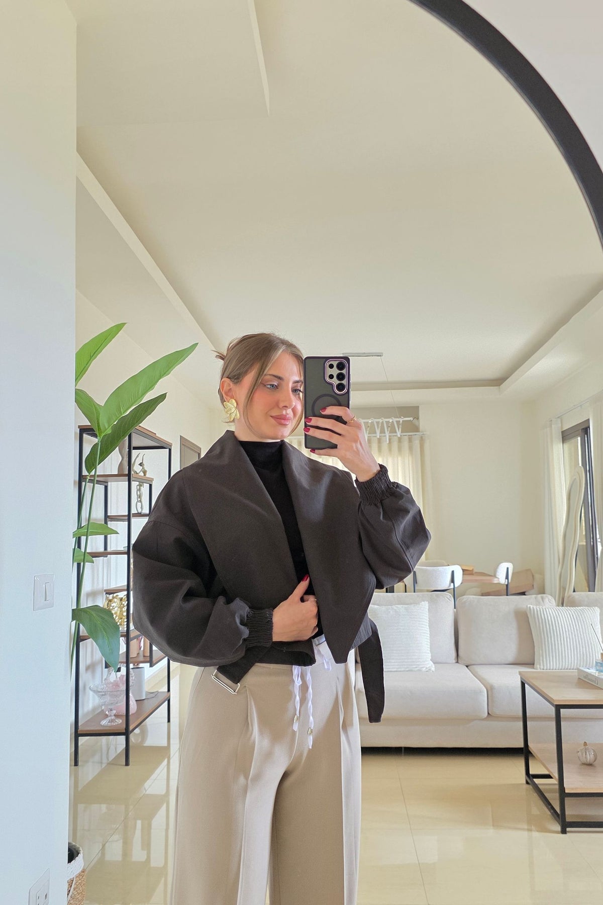 Simone Cropped Wrap Jacket - Dark Brown