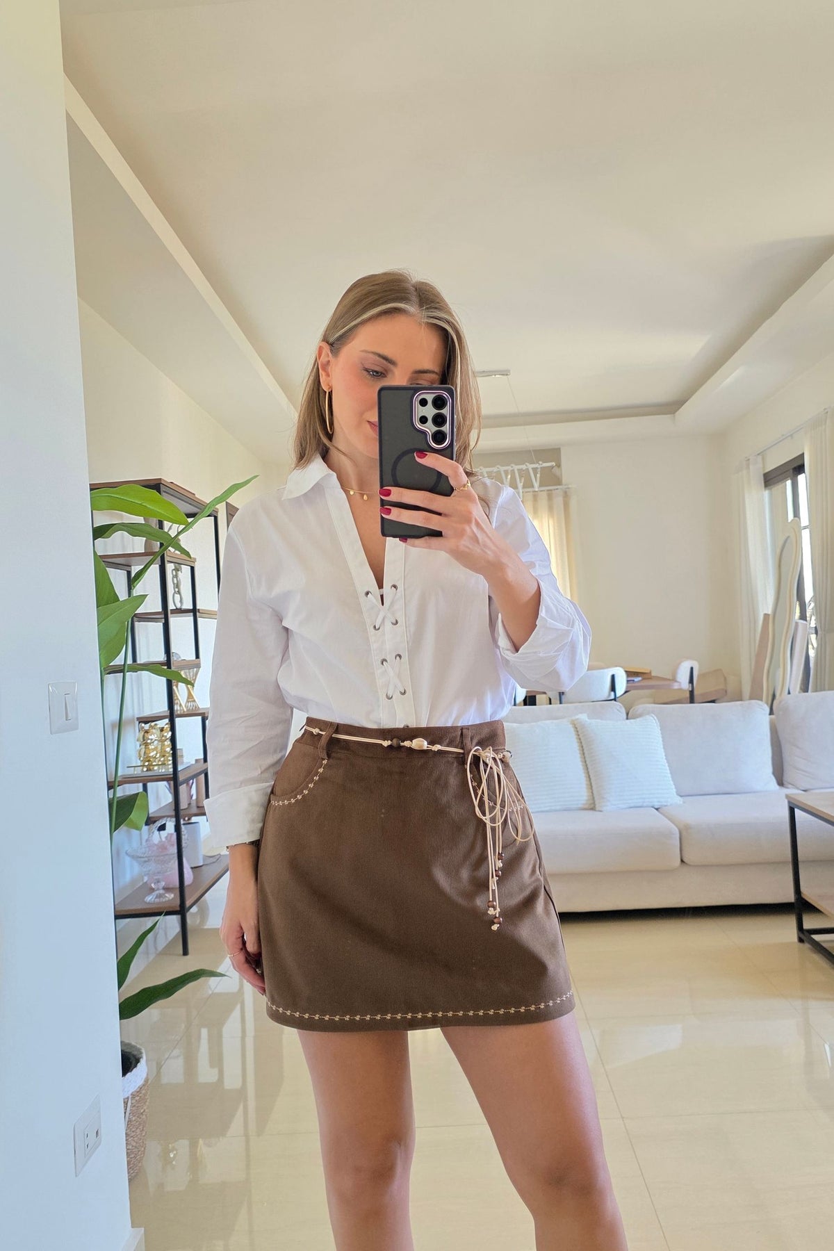 Savannah Suede Vest and Skort Set - Brown