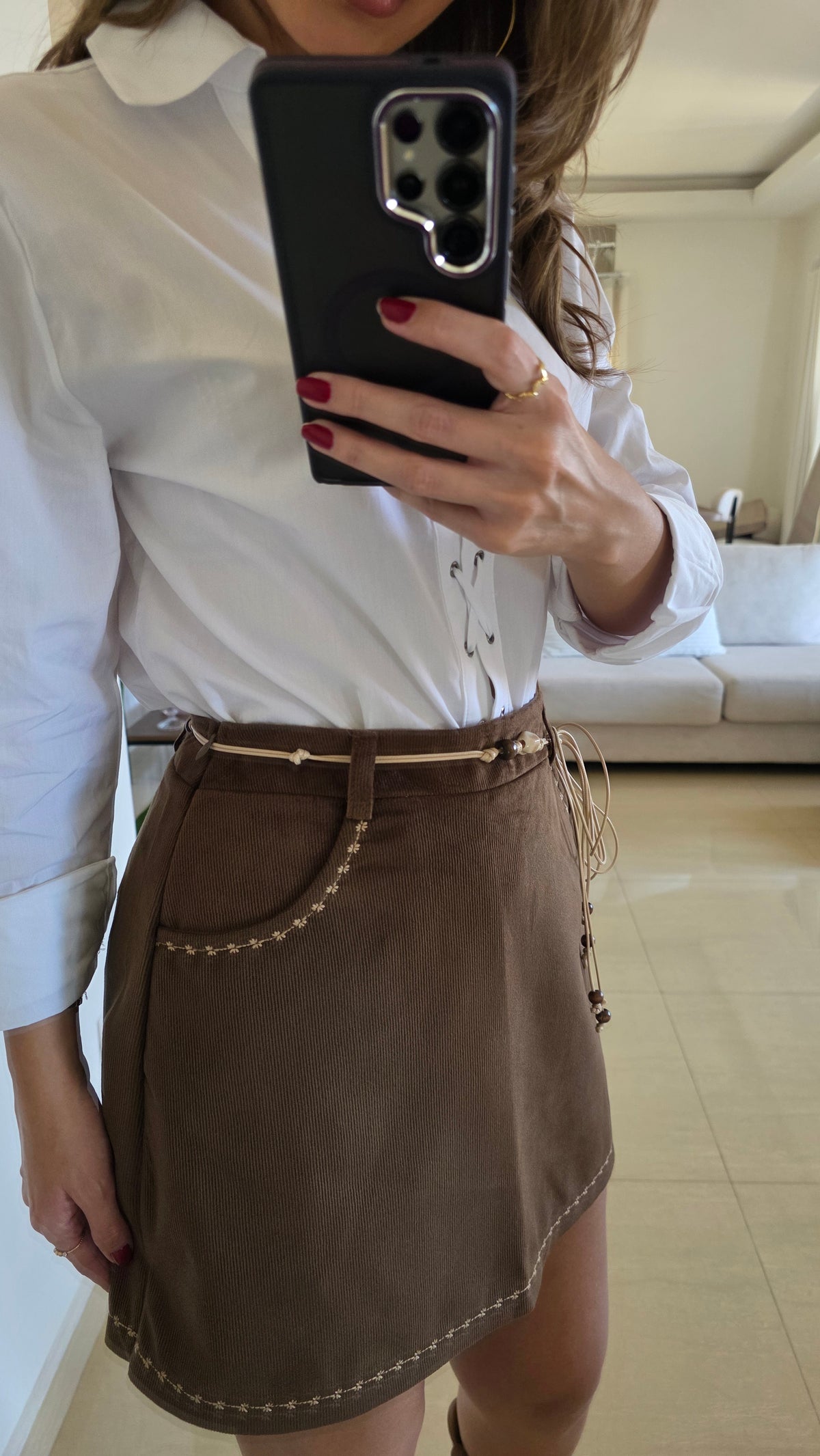 Savannah Suede Vest and Skort Set - Brown