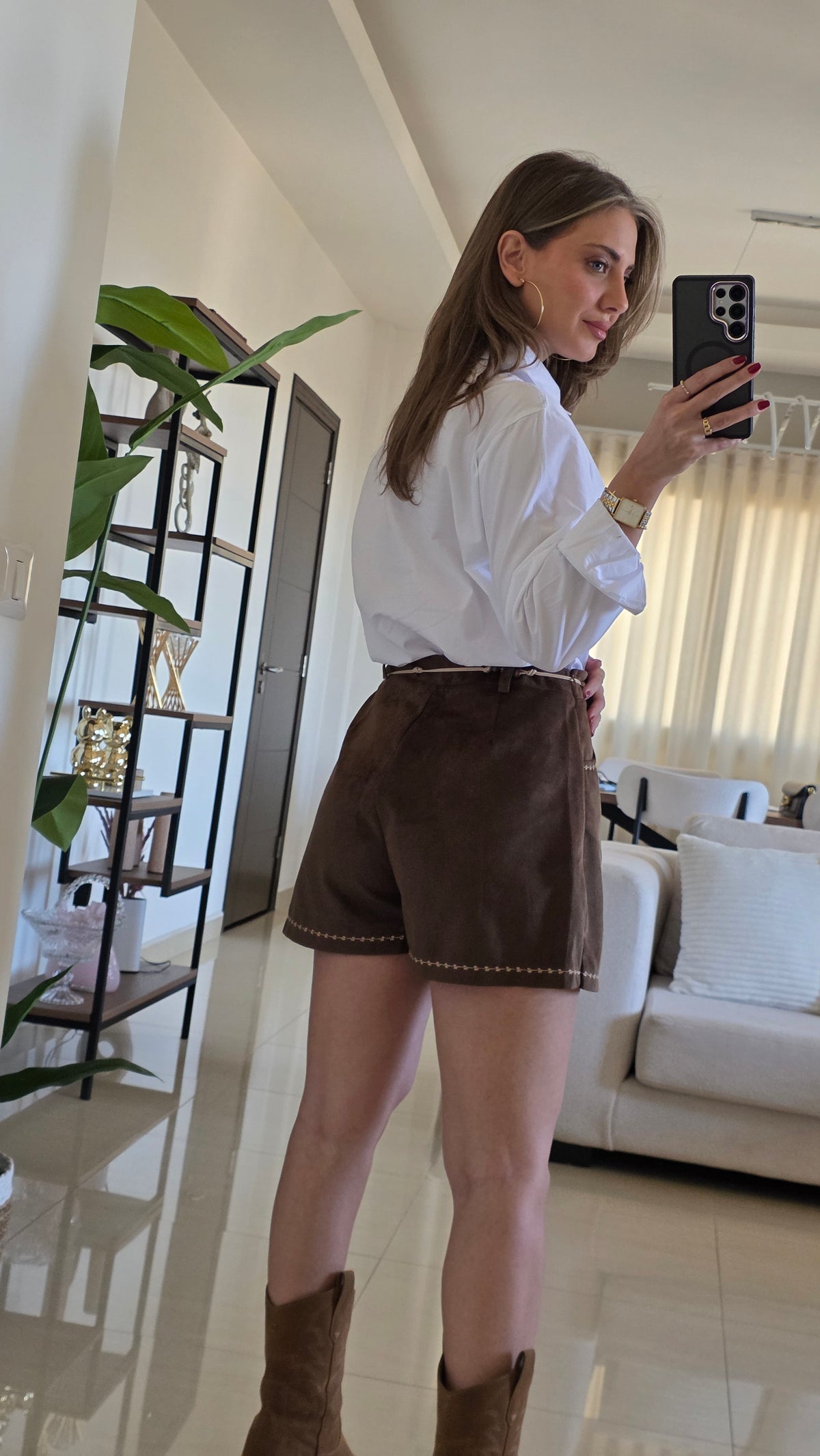Savannah Suede Vest and Skort Set - Brown