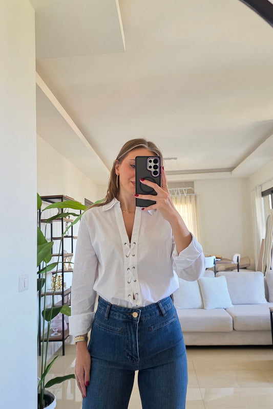 Marina Lace-Up Shirt - White