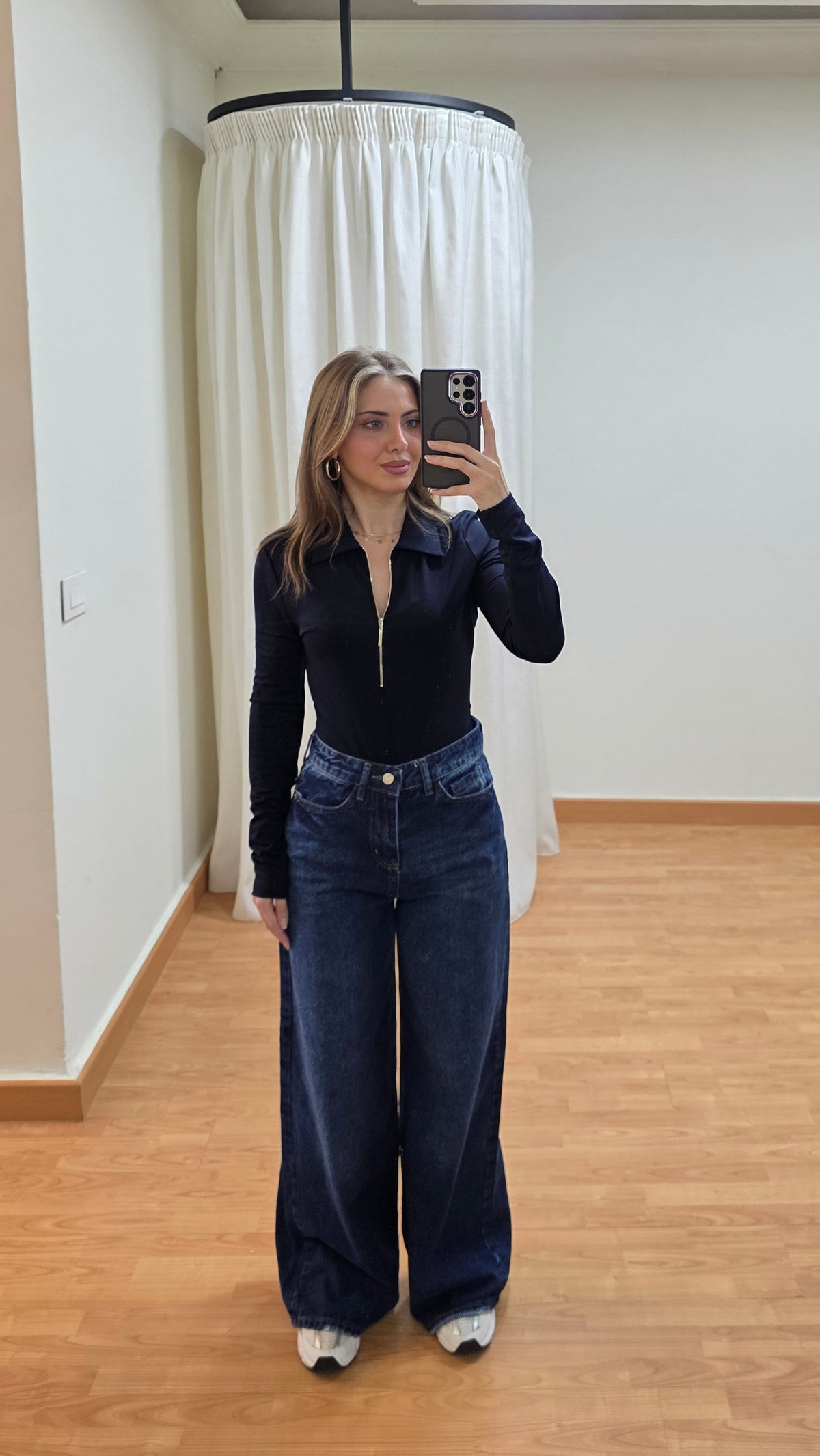 Maren Baggy Wide-Leg Jeans - Dark Blue