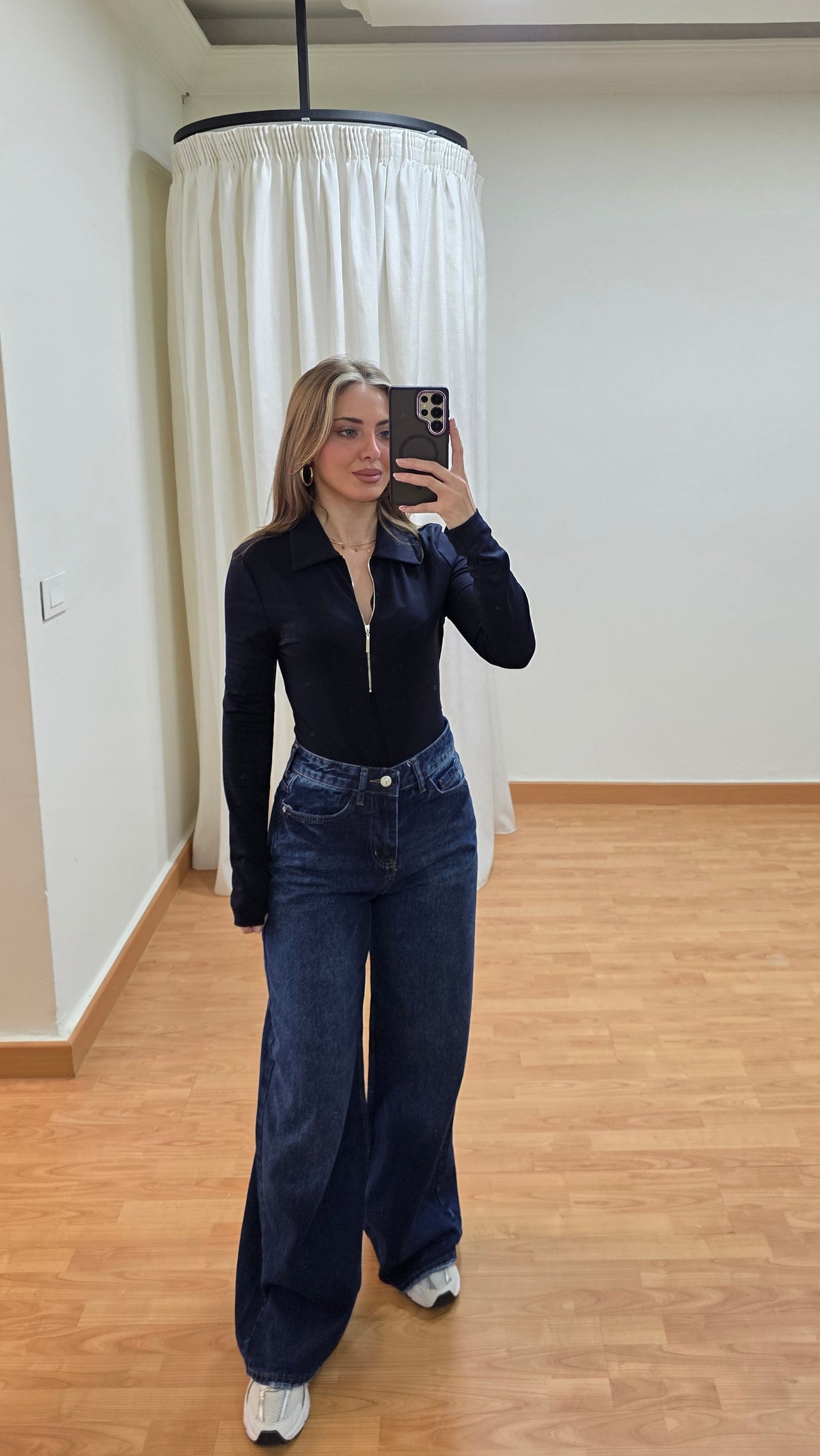 Maren Baggy Wide-Leg Jeans - Dark Blue