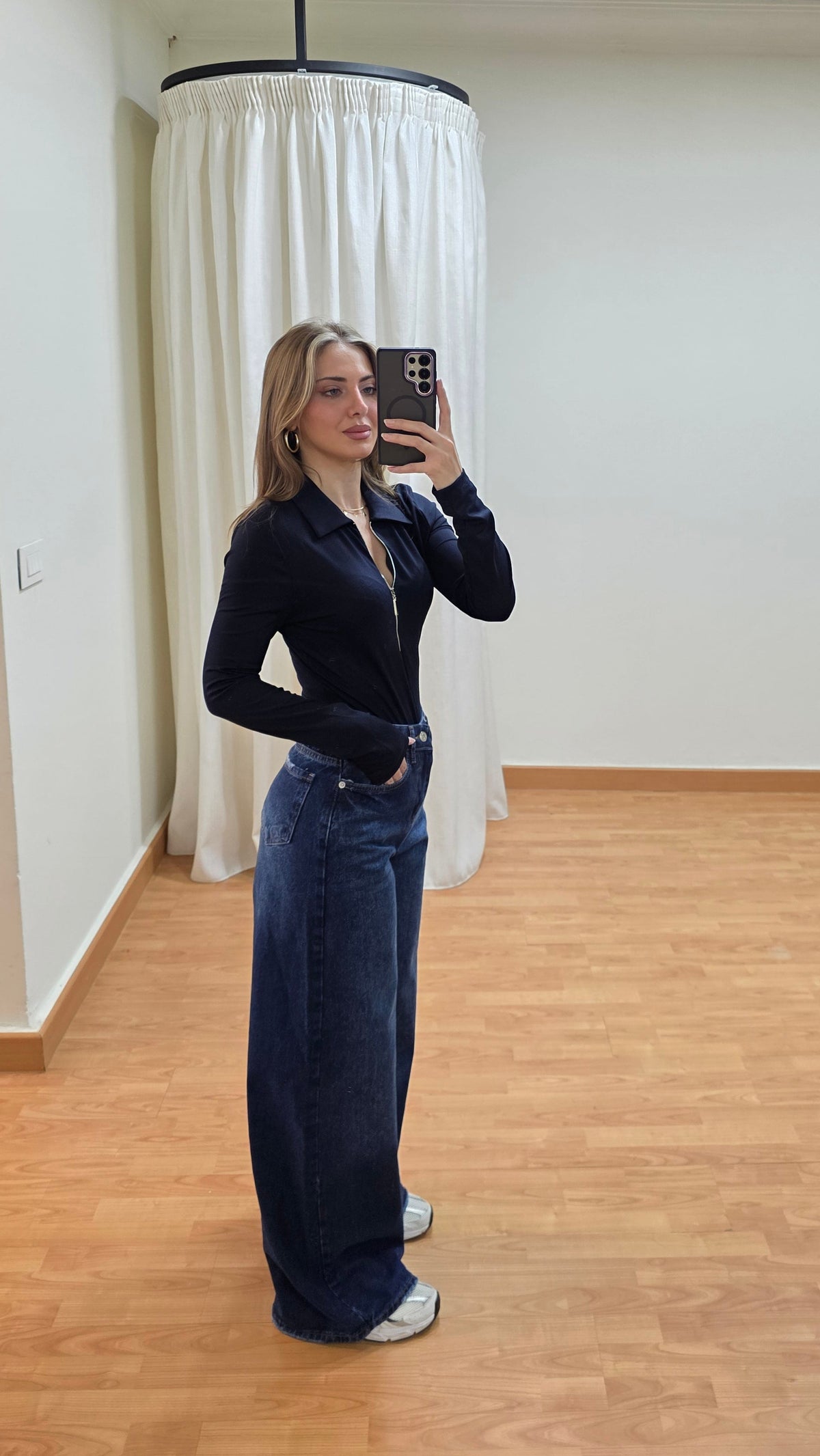Maren Baggy Wide-Leg Jeans - Dark Blue