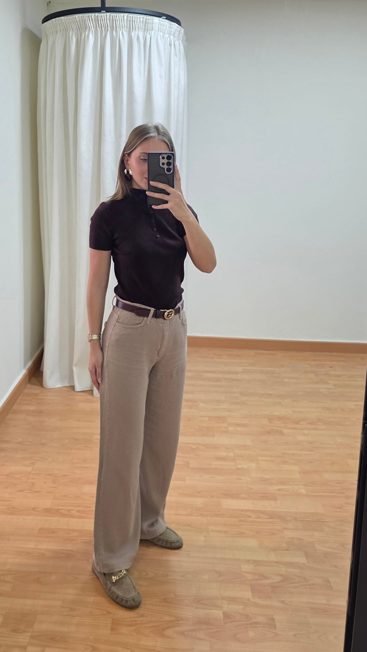 Paloma Wide-Leg Jeans - Beige