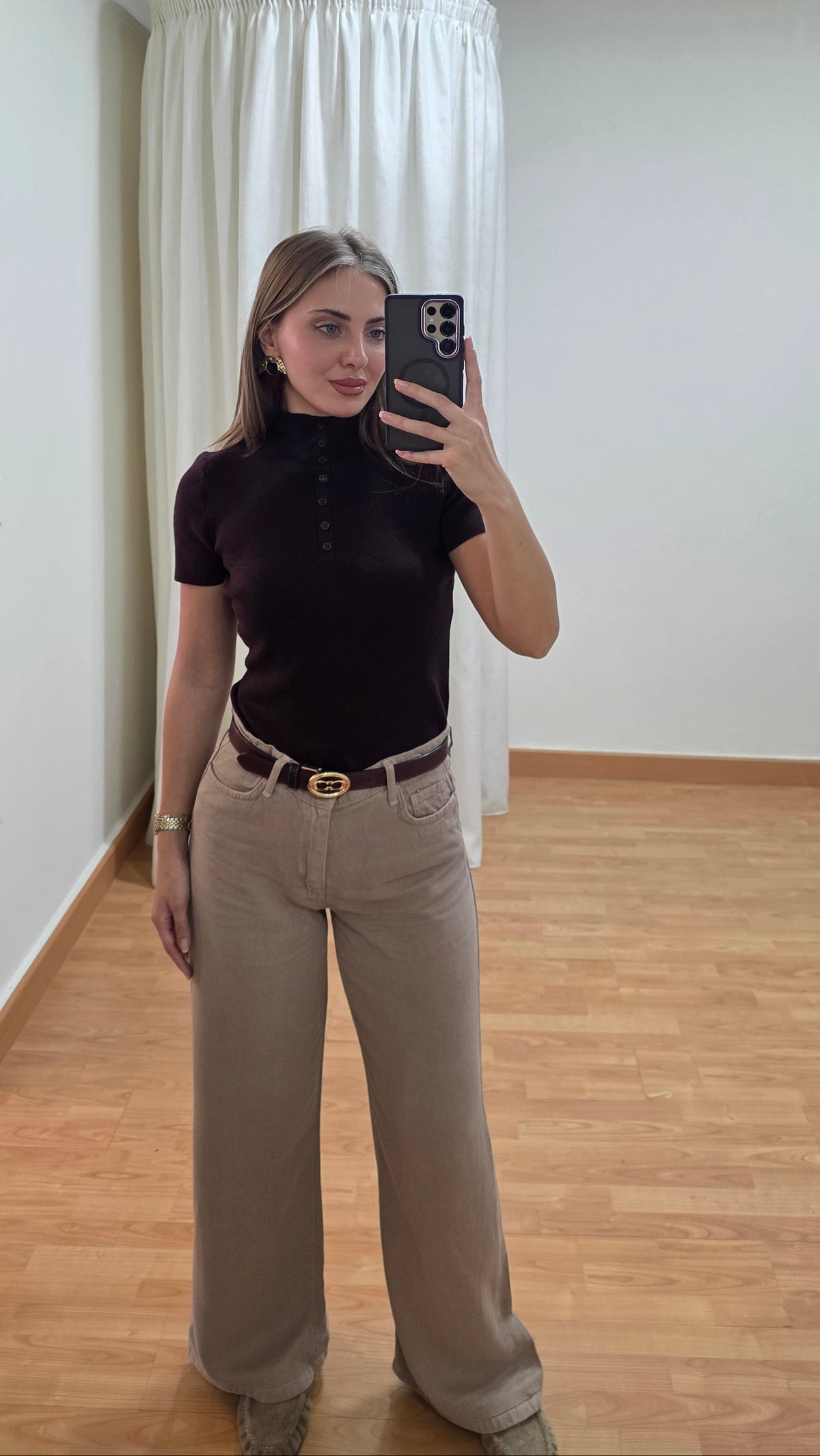Paloma Wide-Leg Jeans - Beige