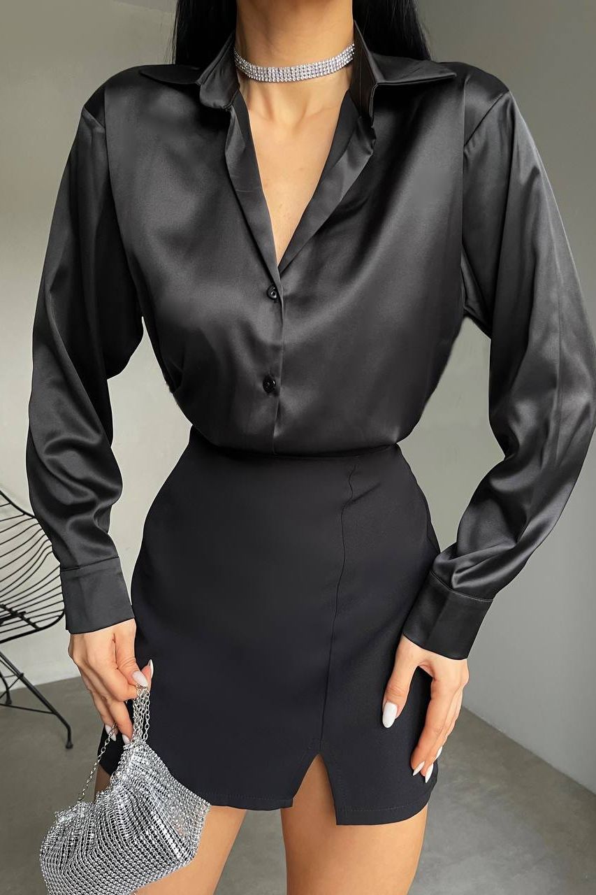 Black Satin Shirt