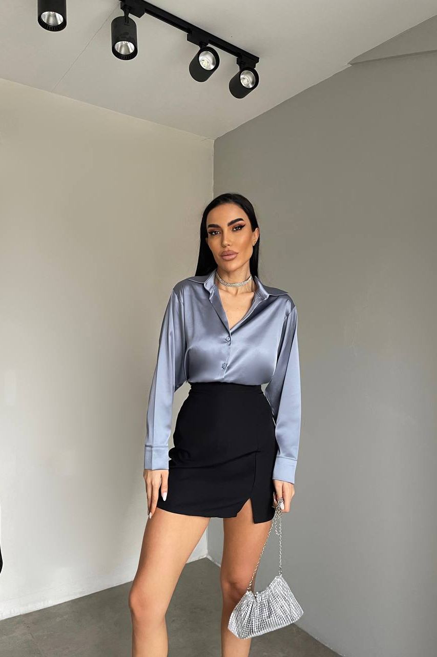 Grey Satin Shirt