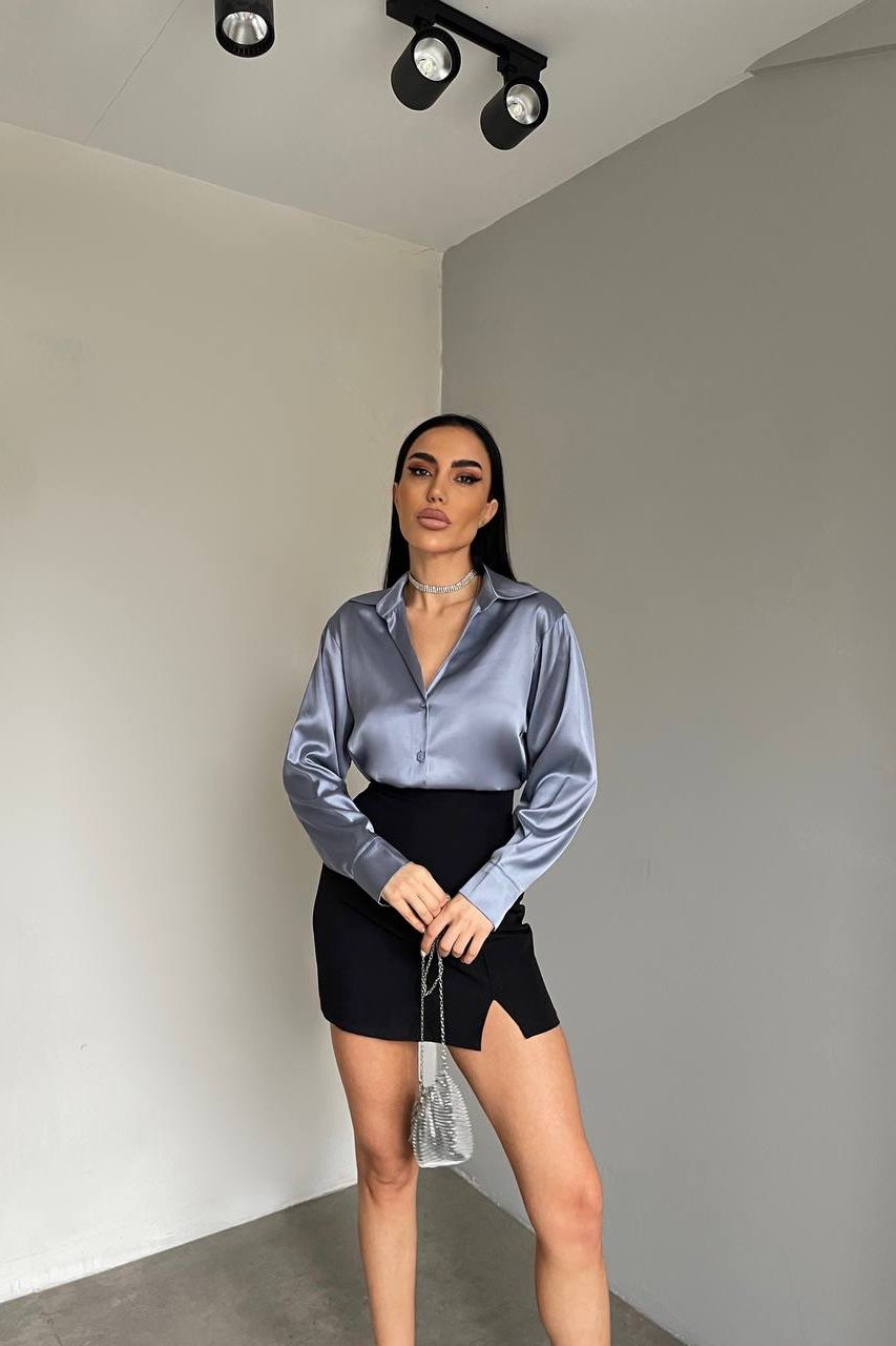 Grey Satin Shirt