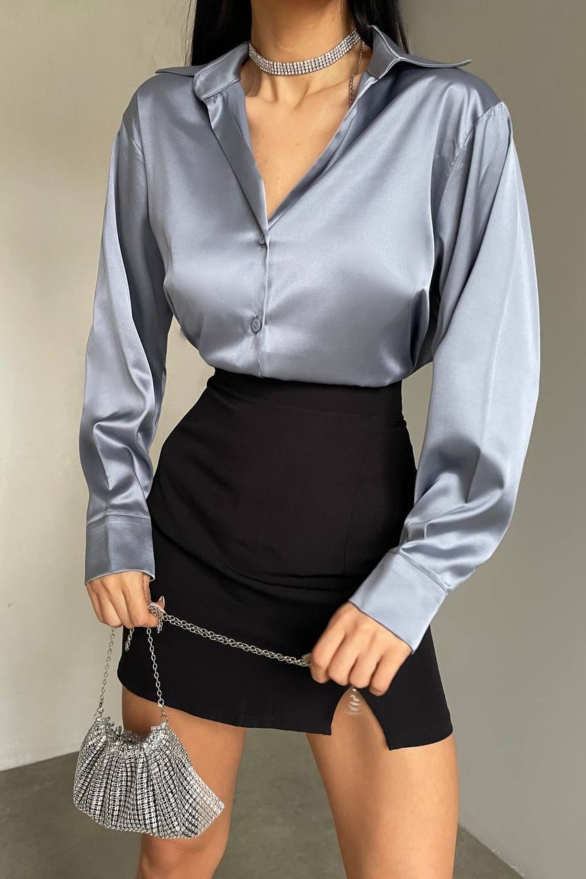 Grey Satin Shirt