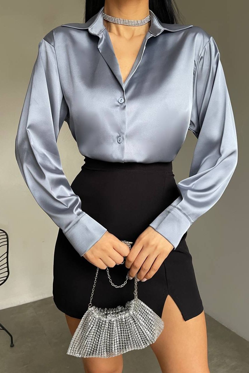 Grey Satin Shirt