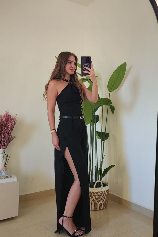 Noir Side-Slit Pants