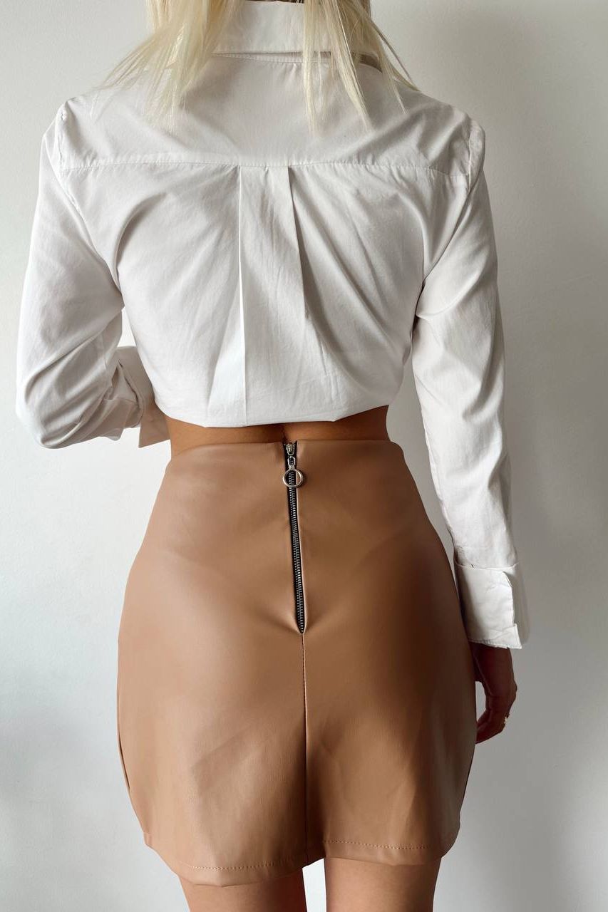 Camel Leather Skirt